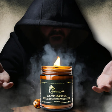 A GM with a candle lit